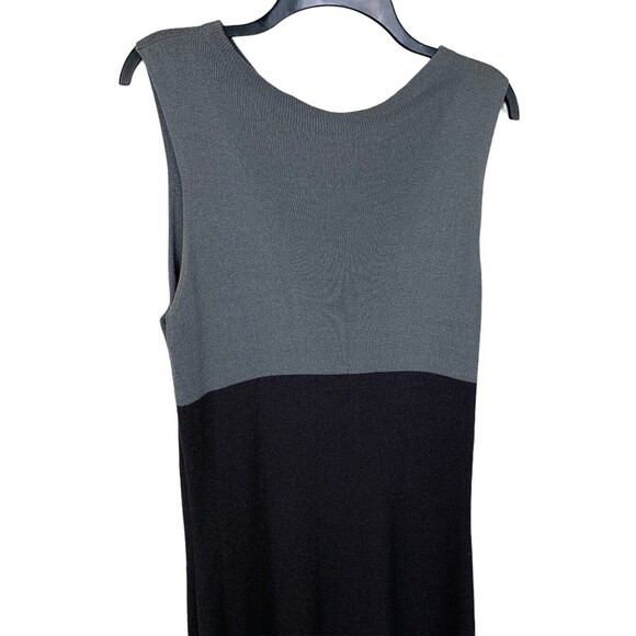 Merona Sweater Dress Women XL Midi Length Shift Block Color Black Gray - Picture 2 of 11